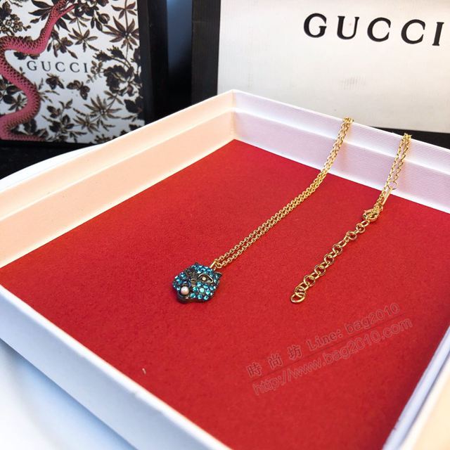 GUCCi飾品 古馳老虎頭時尚珍珠 彩鑽施華洛世奇水晶 項鏈 Gucci女項鏈  zgbq1148